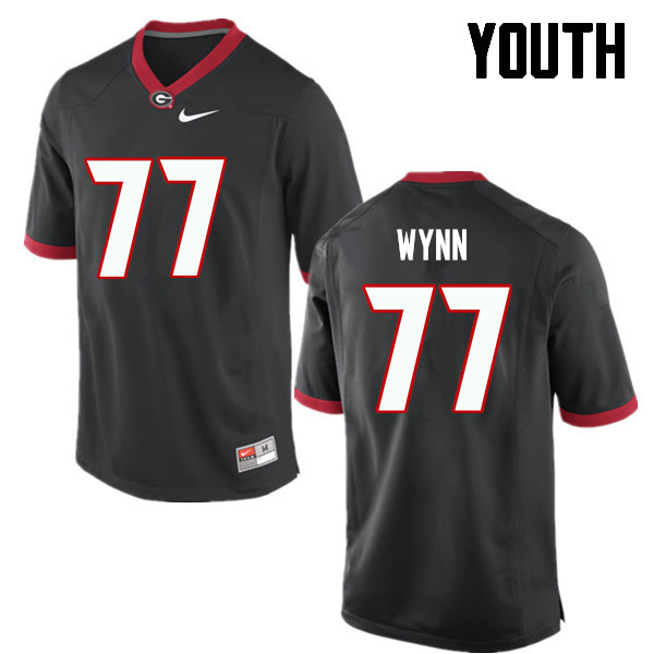 Youth Georgia Bulldogs #77 Isaiah Wynn College Football Jerseys-Black
